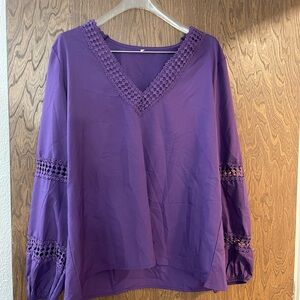 Purple Lace Trim Women's Top